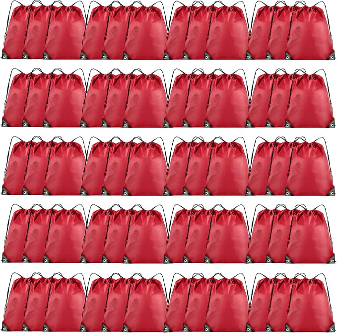 Grneric 60 Pieces Drawstring Backpack Bulk Cinch Sackpack Ployster Drawstring Bags for Gym Party Trip(Red) by Grneric