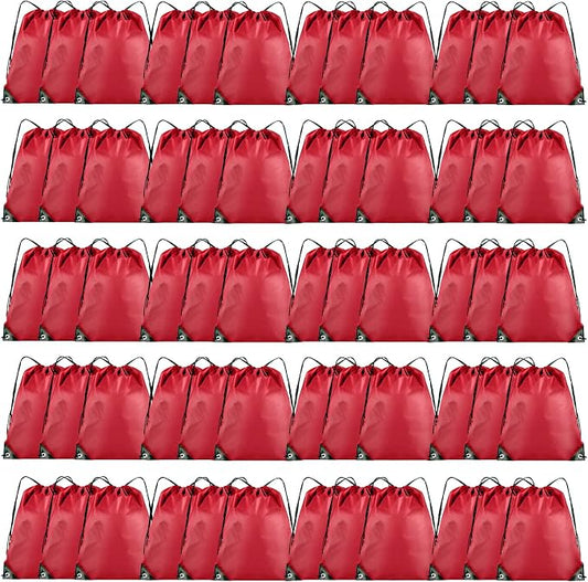 Grneric 60 Pieces Drawstring Backpack Bulk Cinch Sackpack Ployster Drawstring Bags for Gym Party Trip(Red) by Grneric