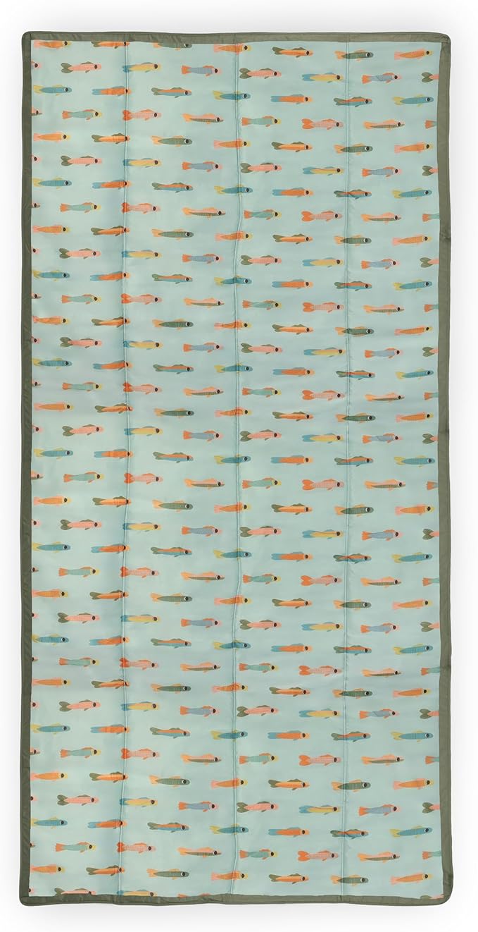 Little Unicorn 5'x10' XL Outdoor Family Picnic & Beach Blanket | Durable & Water-Resistant Fabric | Compact Fold & Easily Wipes Clean | Zipper Pocket (Minnow Pond) - Image 4