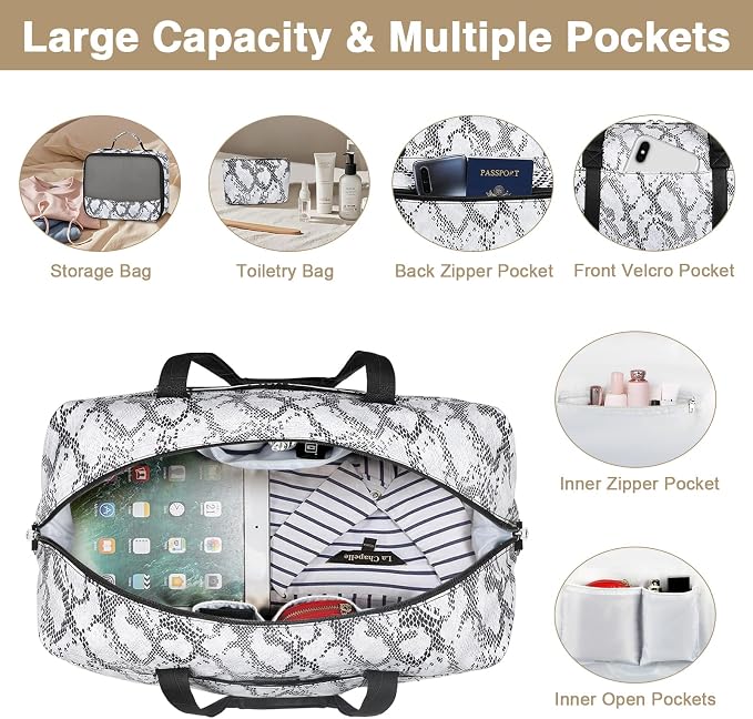 IBFUN Weekender Bags for Women, Travel Duffle Bag with Shoe Compartment Carry on Weekender Overnight Duffel for Weekend Travel Business Trip 3PCS - Image 6