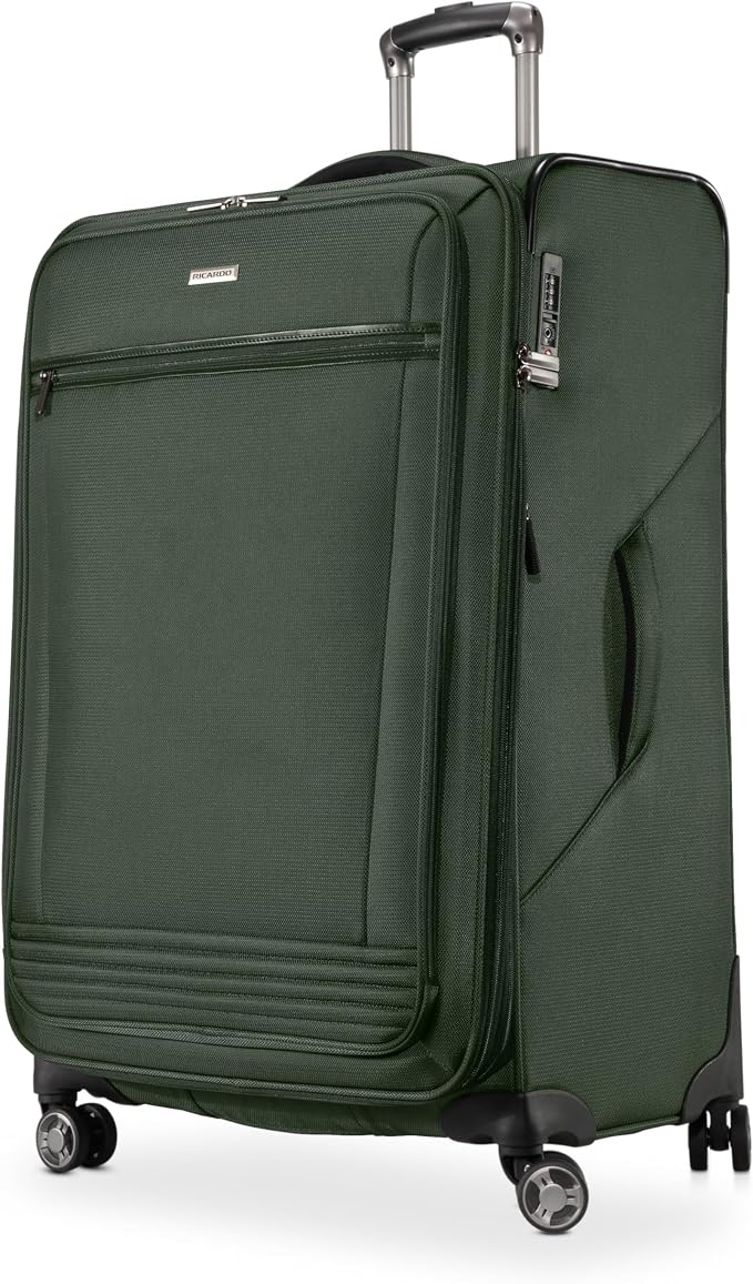 Ricardo Beverly Hills Avalon Softside Medium Check-In Luggage Made with Sustainable 100% Recycled PET (rPET), Lightweight, Eco-Friendly Travel, Expandable, Dual Spinner Wheels, Juniper Green, 28-inch by RicardoBeverlyHills