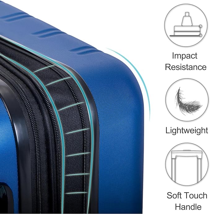 Merax Luggage Sets 3 Piece Suitcase Set 20/24/28,Carry on Luggage Airline Approved,Hard Case with Spinner Wheels,Blue - Image 8