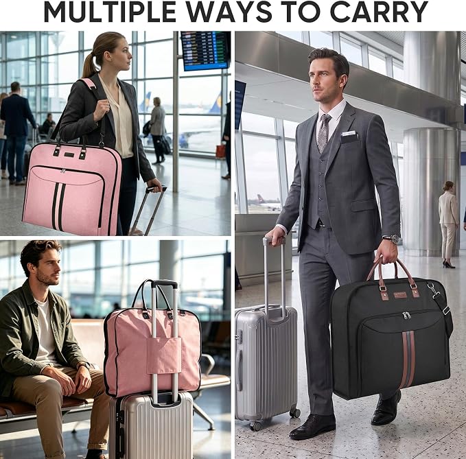 BALEINE Travel Garment Bag, Travel Suit Bag for Men, Water Resistant Carry on Garment Bag for Hanging Clothes, Garment Duffel Bag for Travel Business (Black, 48") - Image 9