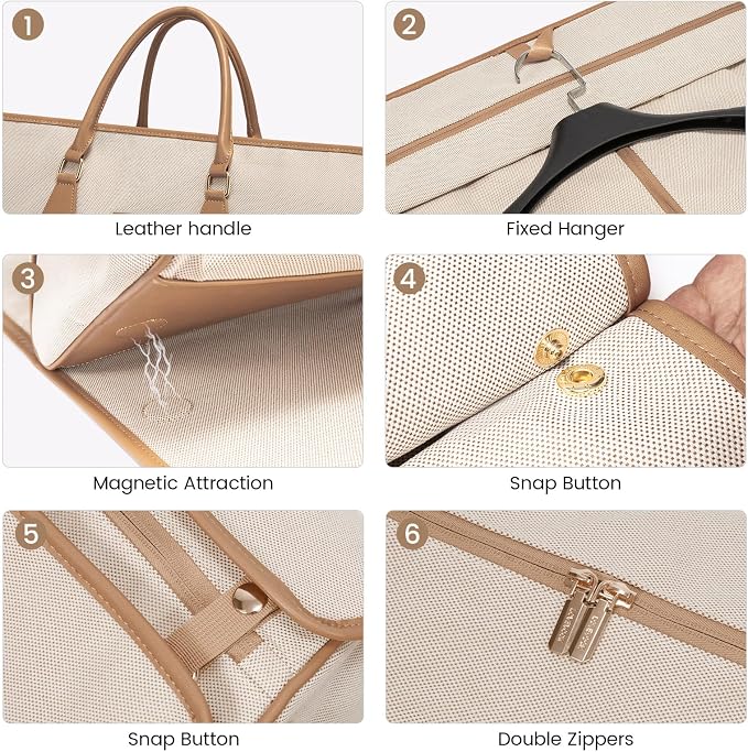 LOVEVOOK Garment Bags for Travel,3 in 1 Garment Duffle Bags for Travel with Shoe Pouch,Carry on Garment Bag for Women Men,Hanging Suitcase Suit Dress Business Travel Bag Weekender Bag - Image 9