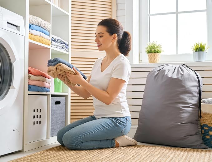 ZPECC Bulk Travel Laundry Bag,Extra Large Heavy Duty Laundry Bags 24 Pack,Washable Dirty Clothes Organizer for Commercial College Dorm Hotel Camping and Home Storage 30x40(Grey) - Image 6