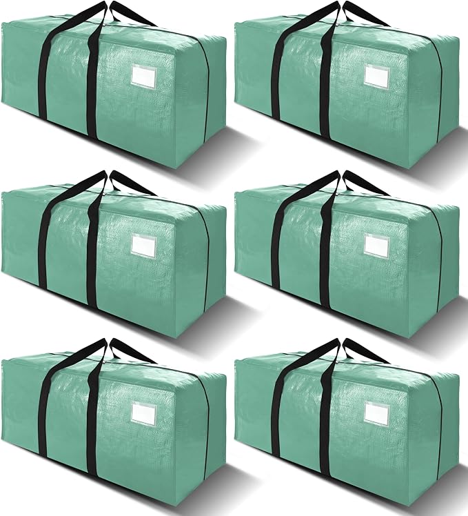 6 Pack Heavy Duty Extra Large Moving Bags W/Backpack Straps - Strong Handles & Zippers, Storage Totes For Space Saving, Fold Flat, Alternative to Box and Bin (40 gal, Teal) by VELVETSURE