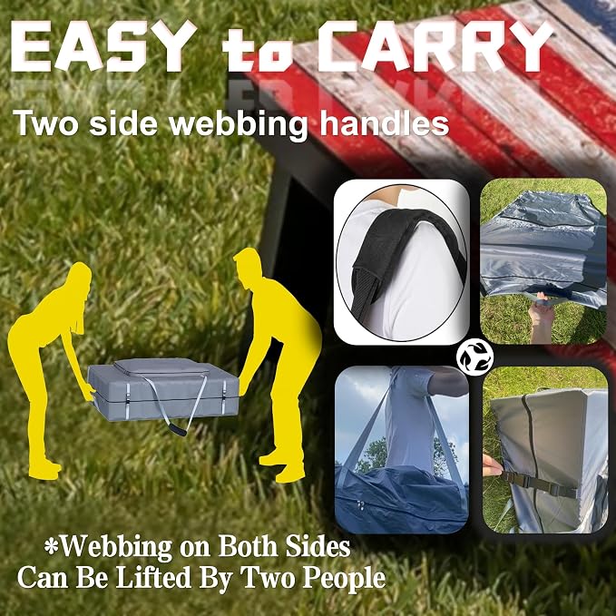 Cornhole Carrying Case Fits 4' x 2' Regulation Size Board,with Bean Bag Storage,600DHeavy-Duty Waterproof Cornhole Boards Bag - Image 5