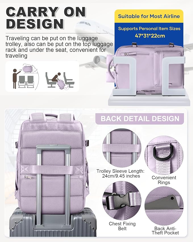 VGCUB Vacuum Backpack Travel with Pump, Vacuum Seal Compression Bags Laptop Backpack Personal Item - Image 5
