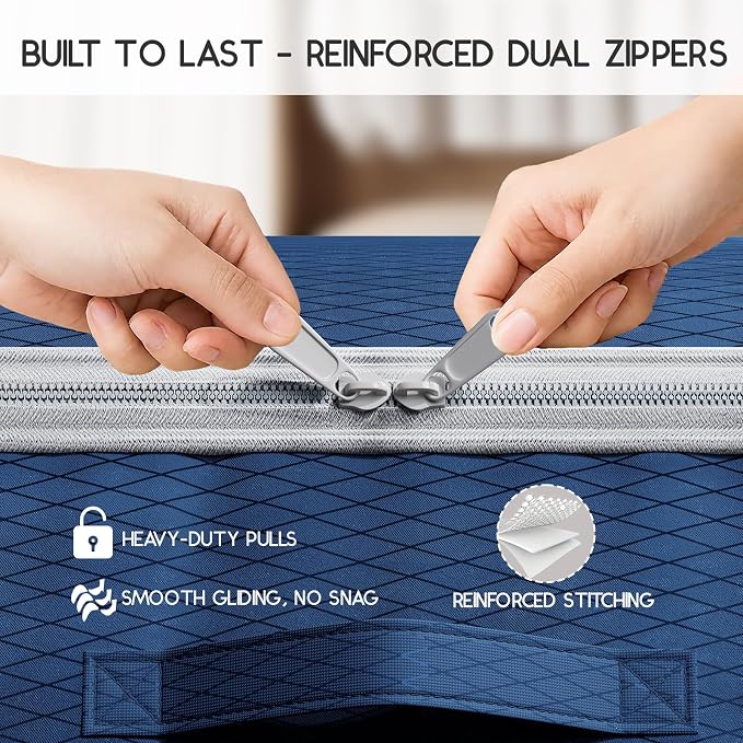 Homsorout Compression Storage Bags for Comforters - 4 Pack Long Large 100L Compression Bags, 3-Layer Washable Ultra Space Saving Self Comforter Storage Bag for Blankets, Sheets, Clothes, Navy Blue - Image 5