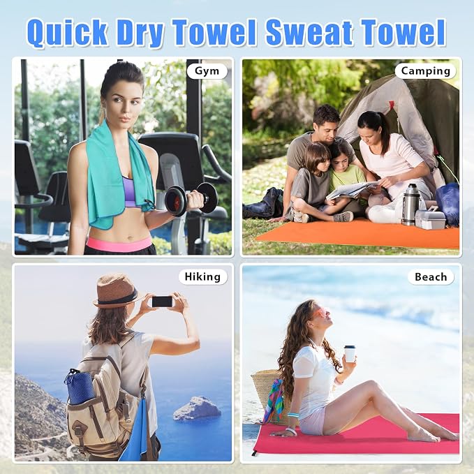 Sfee 2 Pack Microfiber Travel Towel, Quick Dry Towel Camping Towel Super Absorbent Compact Lightweight Sports Swim Gym Beach Towels Set for Gym, Hiking, Pool, Backpacking, Bath, Yoga - Image 4