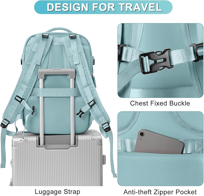 coofay Expandable Backpack For Traveling On Airplane Travel Backpack For Women Men Airline Approved Carry On Bags For Airplanes Gym Bag With Shoe Compartment Waterproof Hiking Backpack Essentials - Image 7