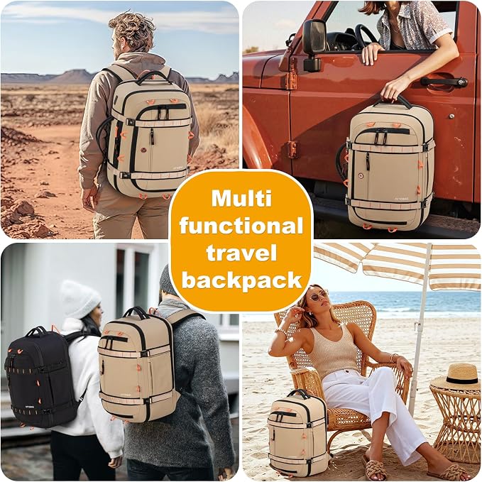 40L Travel Backpack 17.3" Laptop Carry On Duffel Flight Approved | TSA Approved, Wet & Dry Compartment, Water Resistant, Anti-Theft Pocket, Luggage Strap, USB Charging Port - Image 8