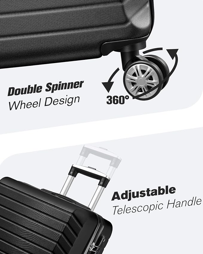 10 Piece Luggage Sets, 3 Piece Suitcase Set, 20 inch Carry on Luggage, 24 inch and 28 inch Checked Luggage with 7PC Packing Bags - Image 5