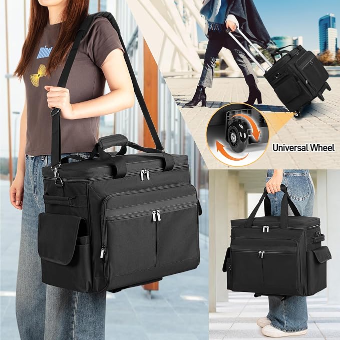 Trunab Rolling Scrapbook Tote with File Pocket & Trolley, Craft Organizer | Expandable File Pocket, Detachable Trolley, Padded Sleeves for 15.6" Laptop, Scrapbooking Supplies & Art Tools - Image 6