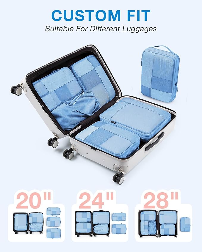 BAGSMART Compression Packing Cubes for Travel, 6 Set Luggage Organizer Bags | Fits 20/24/28in Carry-On Suitcases, Compressible Bags Streamline Cruise Travel Essentials, Sturdy Handles, Machine Washable - Image 3
