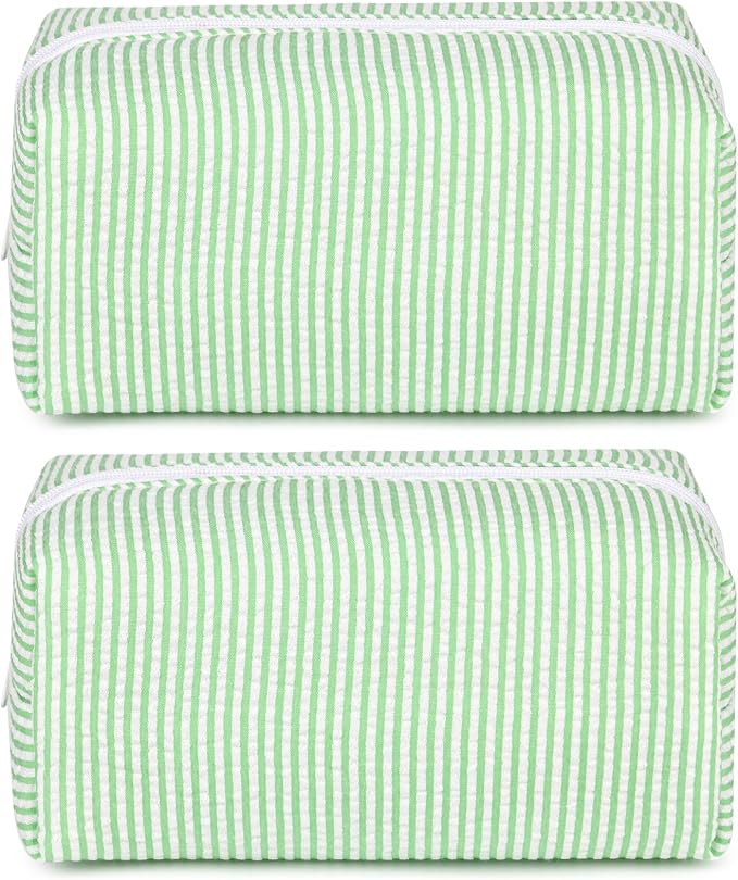 SOIDRAM 2 Pack Makeup Bag for Women, Green Makeup Pouch Small Cosmetic Bag Travel Toiletry Organizer for Skincare, Brushes & Essentials by SOIDRAM