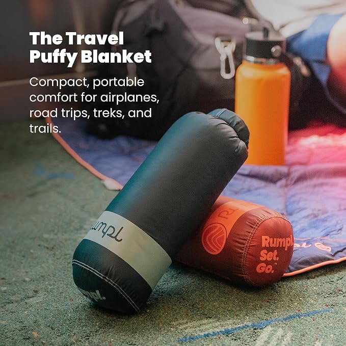 Rumpl Travel Puffy Blanket, Ultra-Packable Travel-Size Warmth and Comfort, Plum - Image 2