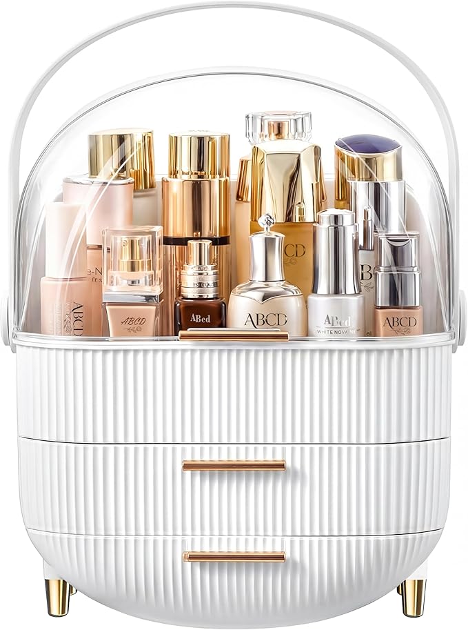 Makeup Organizer Skincare Organizers - Cosmetic Display Cases with Transparent Cover, SkinCare Organizers for Bathroom Countertop, Bedroom Vanity Desk, Lipstick Organizer, White by Unknown