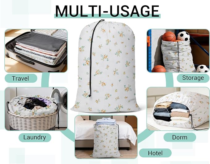 ZPECC Bulk Travel Laundry Bag,Extra Large Heavy Duty Laundry Bags 24 Pack,Washable Dirty Clothes Organizer for Commercial College Dorm Hotel Camping and Home Storage 30x40(Daisy) - Image 3