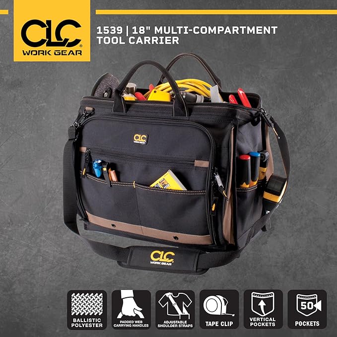 Custom Leathercraft1539 Multi-Compartment 50 Pocket Tool Bag - Image 6