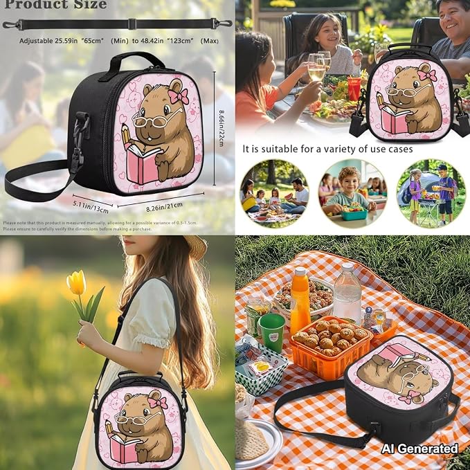 Learning Capybara School Bags for Girls 10-12 7-10 Cute Girls Backpack and Lunch Box Set of 4 Backpack for Elementary Middle School Lightweight 17 Inch Bookbag Daypack - Image 5