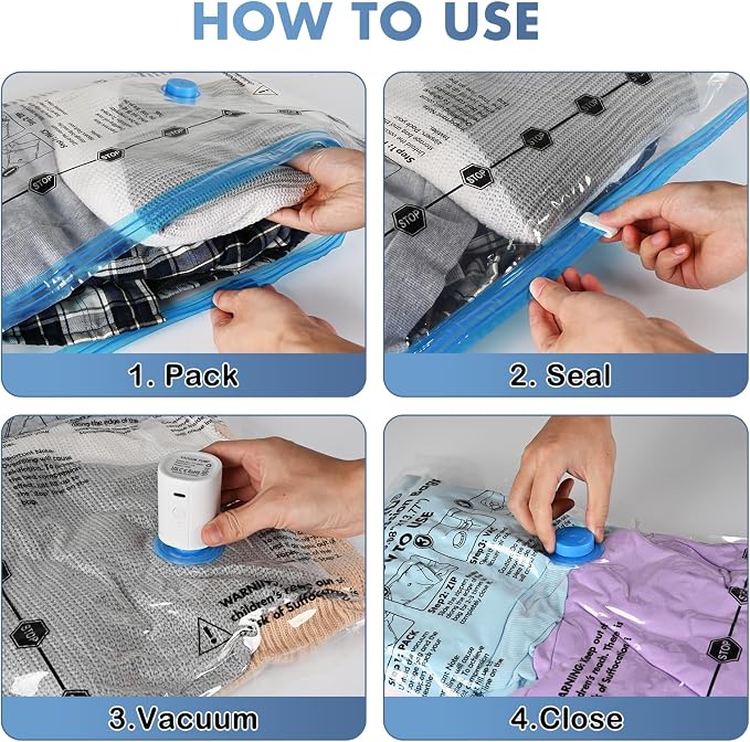 BoxLegend Set of 8 Vacuum Storage Bags, Vacuum Bags for Clothing, Vacuum Cleaner, Travel Camping Compression Bag, Reusable for Mattresses, Tents, Clothes, Duvets, Bedding, Pillows - Image 9