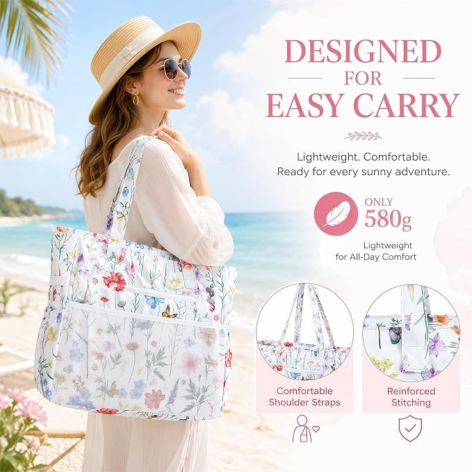 Bluboon Waterproof Beach Tote Pool Bags for Women Ladies Extra Large Carry On Bag With Wet Compartment for Weekender Travel - Image 6
