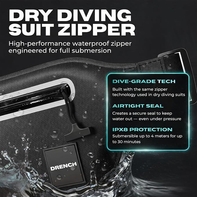 Drench 2-Pack 100% Waterproof Fanny Pack – IPX8 Submersible Dry Bag Waist Pouch & Waterproof Phone Case for Swimming, Boating, Kayaking, SUP & Snorkeling – Underwater Floating Belt Bag Set, Black - Image 4