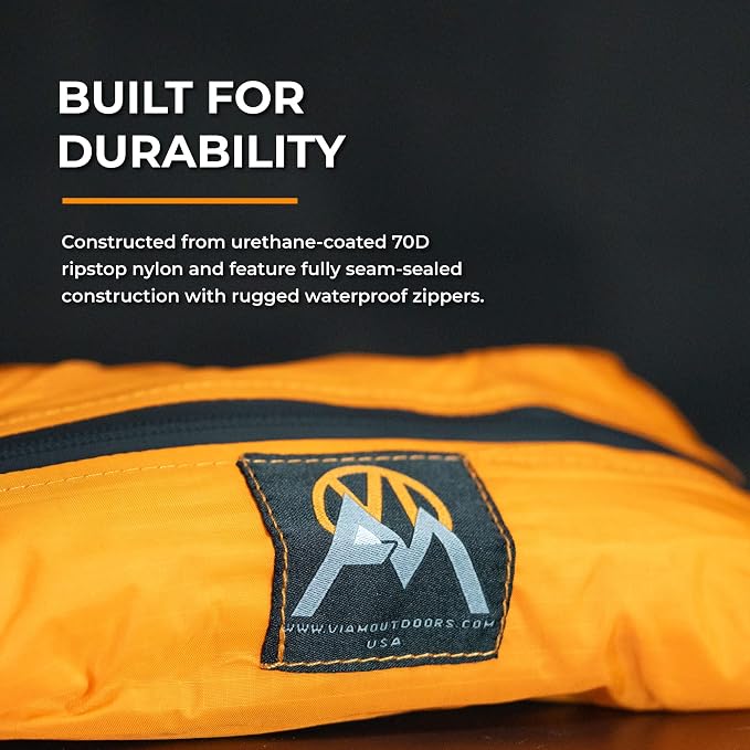 VIAM Outdoors G3 Glacier Gear Grab Tool Bag Zipper Pouch, Premium Utility Multipurpose Storage Organizer Tool Pouches for Hunting, Camping, Backpacking, Travel - 5pc Orange - Image 3