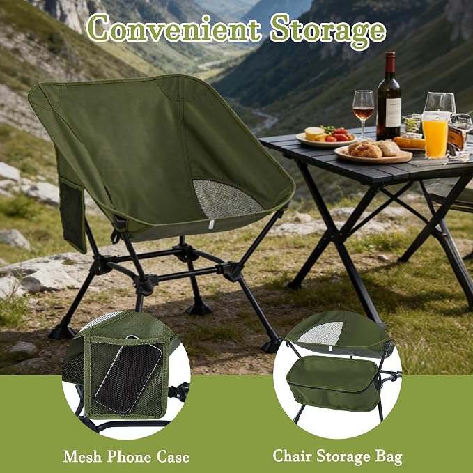 Ultralight Camping Chair,Compact Folding Chair with Anti-Sinking Large Feet and Storage Bag,Lightweight Backpack Chair for Naturehike,Travel,Beach,Hiking - Image 7