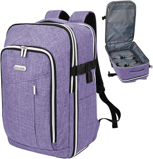 Personal Item Travel Carry On Luggage Backpack for Women Men Flight Approved Casual Weekender Laptop Bag for College Business Outdoors Hiking Water Resistant Lightweight Daypack with USB Charging Port by HXLGMD