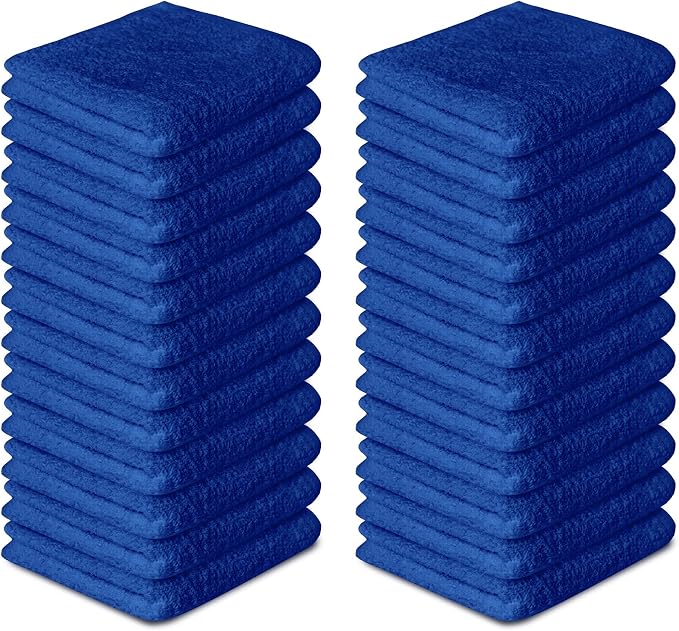 100% Cotton Washcloths 24 Pack (12x12 Inches) Soft, Highly Absorbent Washcloth, Face Towels, Wash Cloths for Face, Ring Spun, Bulk Pack (Royal Blue) - Image 9