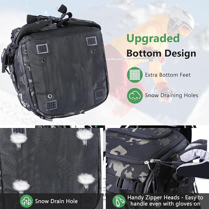 MORXPLOR Ski Boot Bag - 65L Padded, Waterproof Ski Travel Backpack for Gear & Accessories - Image 5