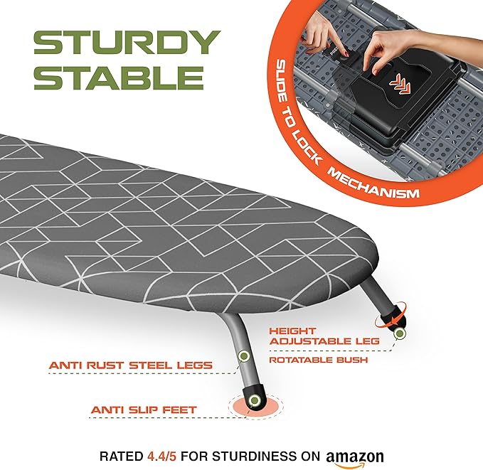 Xabitat Foldable Tabletop Ironing Board with Iron Holder, Green | Portable tabletop design, foldable frame, heat-resistant cover, space-saving storage - Image 2