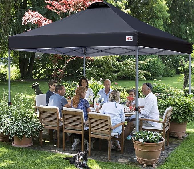 MASTERCANOPY 10x10 Pop Up Canopy Tent, 1 Person Setup Instant Shelter,Outdoor Portable Beach Canopy with Roller Bag, 4 Sandbags, 4 Ropes, 8 Stakes (10x10, Black) - Image 6