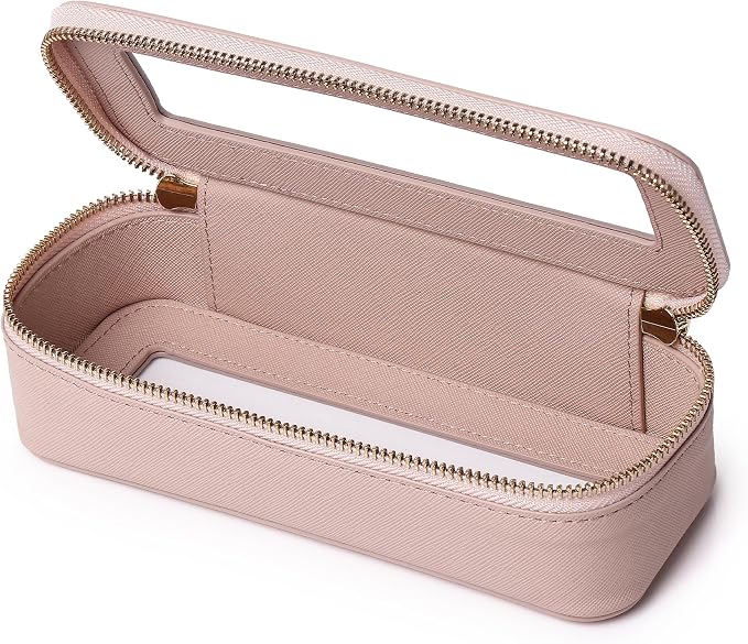 Makeup Brush Case, Pink, SLIM | Clear, Waterproof, Travel Cosmetic Case,Travel Brush Holder, Zipper Purse Organizer by LOFOWN