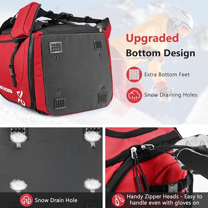 MORXPLOR Ski Boot Bag - 65L Padded, Waterproof Ski Travel Backpack for Gear & Accessories - Image 5