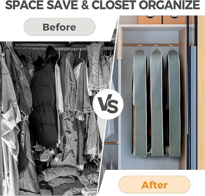 1 Pcs 40" Garment Bags for Hanging Clothes, Clear Suit Bags for Closet Storage Clothing Storage, Garment Bags Shoulder Covers with 4" Gussets for Coats, Jackets, Shirts and Sweater - Image 3