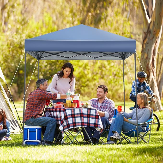 6.6 x 6.6 Ft Pop Up Canopy, 1 Person Instant Setup Canopy Tent with Push Center Lock, 8 Stakes, 4 Ropes & Carrying Bag, Portable Easy Up Gazebo Shelter for Outdoor Camp, Beach, Patio & Party - Image 9