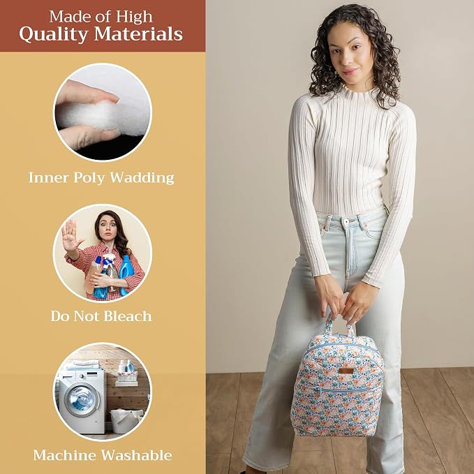 Maison d' Hermine Backpack for Women Men Cotton Shoulder Multipurpose Rucksack with Small Pouch Lightweight Multi Pocket Bag for Travel Work Beach Perfect for Spring Summer (Aniq) - Image 3