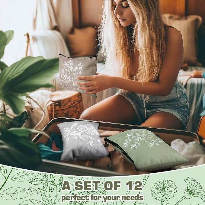 Sweetude 12 Pcs Vintage Boho Flowers Makeup Bag Bulk Boho Gifts Portable Travel Cosmetic Bags with Zipper Retro Floral Waterproof Roomy Travel Toiletry Organizer Storage Beauty Pouch for Women Gifts - Image 3