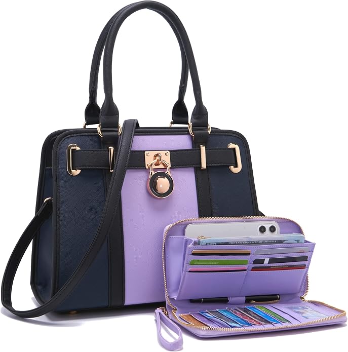 Qiyuer Structured Satchel Tote Handbags Set Women Purses with RFID Wallet | Premium, Sturdy, Spacious, Chic for Daily & Work, Vegan PU Leather, Multi-way Carry, Large Capacity RFID Wallet, Ideal Gift by QIYUER