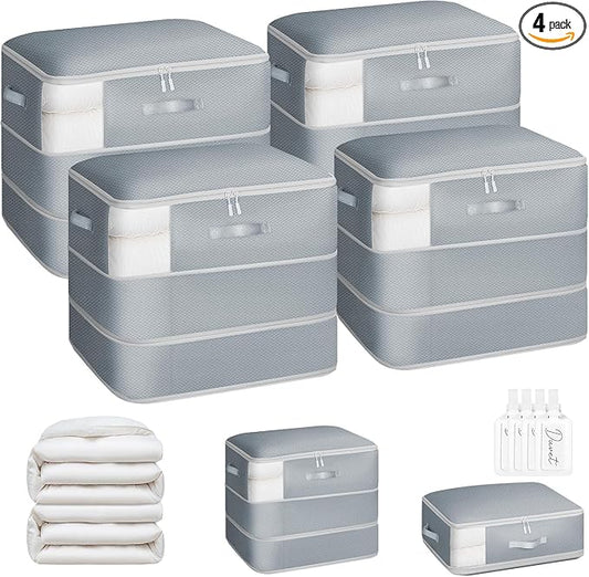 DIMJ Comforter Storage Bag - 110L Large Capacity Ultra Space Saving Self Compression Organize for Duvet, Pillow, Bedding, Blanket Sheet Storage Organizer Nylon Compression Bag for Storage by DiMJ