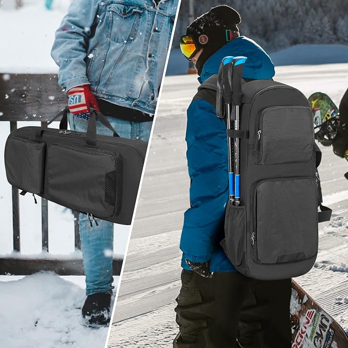 DSLEAF Snow Shoes Bag for 19”-25” Snowshoes, Snowshoes Backpack with Pockets for A Pair of Poles and Other Accessories, Easy to Carry with Shoulder Strap and Handle, Bag Only - Image 6