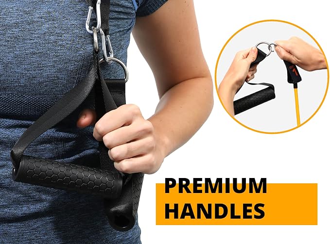 Brazyn Resistance Bands Kit with Handles 12-Piece Band Set with Travel Pouch, Guide, Ankle Straps & Door Anchor - for Workouts Gym Strength Training Bungee Yoga Pilates Physical Therapy - 150lbs - Image 4