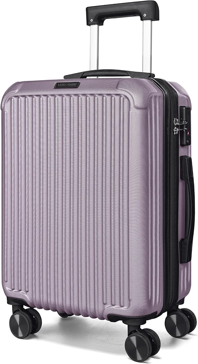 LIGHT FLIGHT Carry On Luggage 22x14x9 Airline Approved, Rose Purple | 20 Inch, 22x14x9 Airline Approved, Hard Shell with Wheels, Expandable, TSA Lock by LIGHTFLIGHT