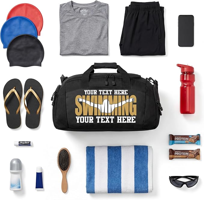 Personalized Swim Team Duffel Bag with Custom Name – Waterproof Swimming Gear Bag for Youth & Adults – Large Pool Bag with Shoe Compartment & Wet Pocket - Image 4