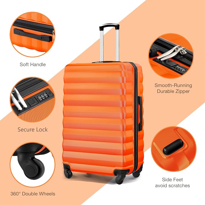 Luggage Sets 2 Piece, 20 Inch 28 Inch ABS Hardshell Suitcase Set with Spinner Wheels, Carry On and Checked Luggage for Women and 6 Piece Travel Organize Bags - Image 5