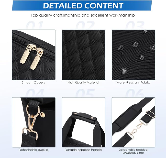 MDODO Travel Duffel Bag for Women Weekender Overnight Carry on Tote with Shoe Compartment Wet Pocket for Business Trips Travel Sports Gym Yoga Hospital, 3 Pcs Set, 43L, Black, Water-Resistant Nylon - Image 8