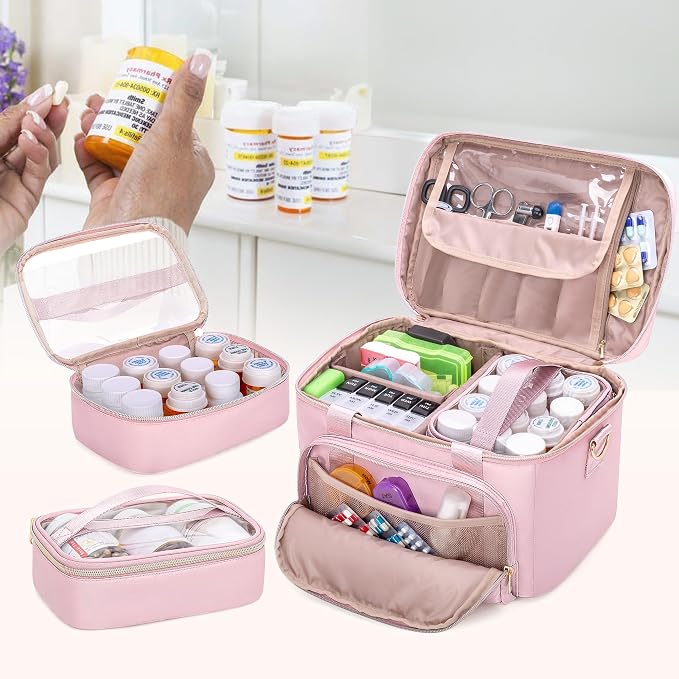 Medicine Storage Bag, Pill Bottle Organizer Bag, First Aid Bag | Travel Medicine Bag with 2 pouches, Pill Bottle Organizer Bag for Home Healthcare, Durable Medication Storage Case - Image 7